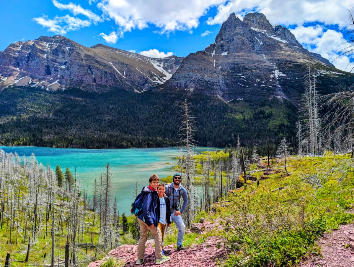 Taylor Family at St Mary Falls hike Glacier National Park Montana 1b