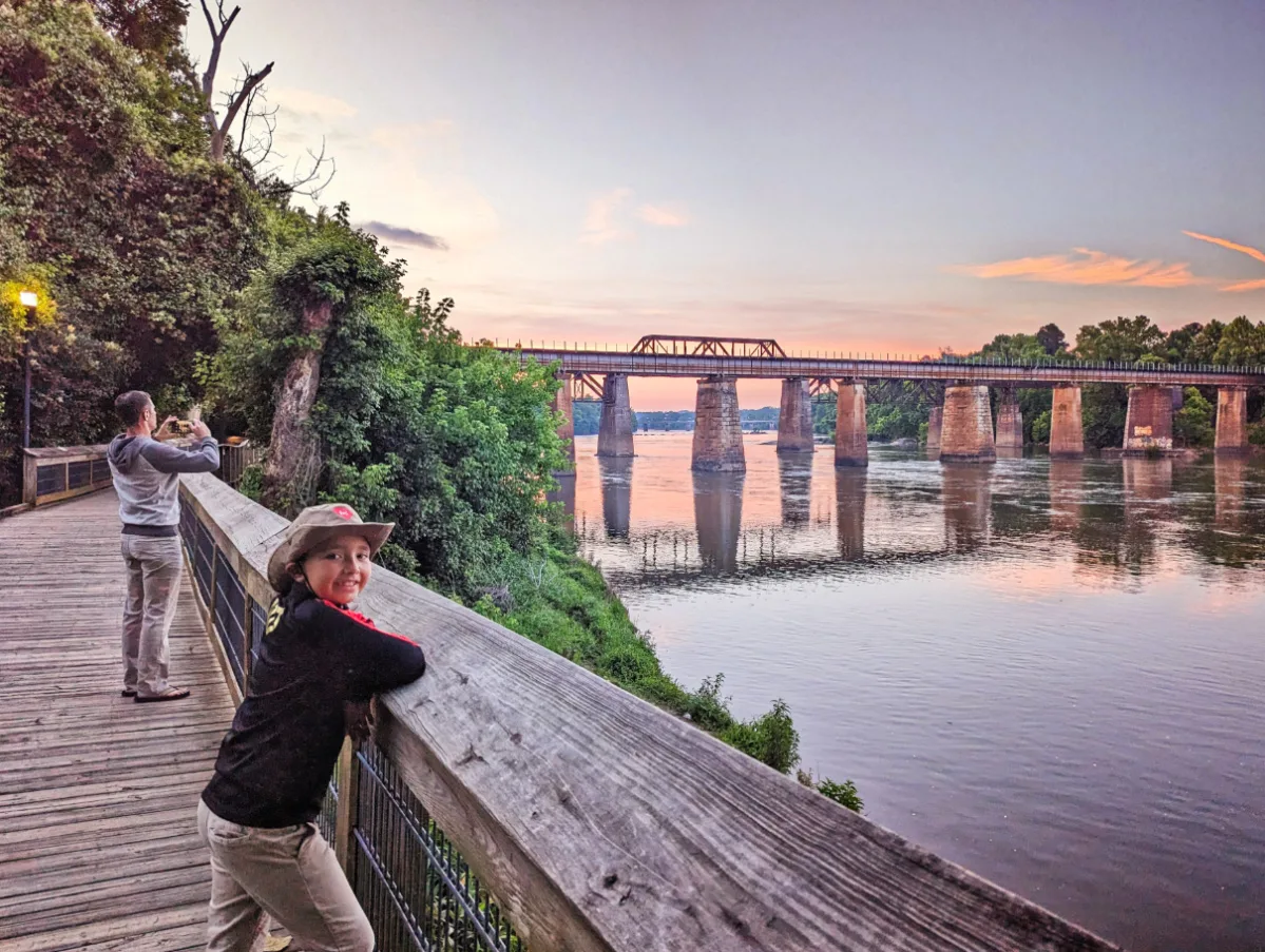 Taylor Family at Sunset on the Three Rivers Greenway Boardwalk Congaree River in Columbia South Carolina 1
