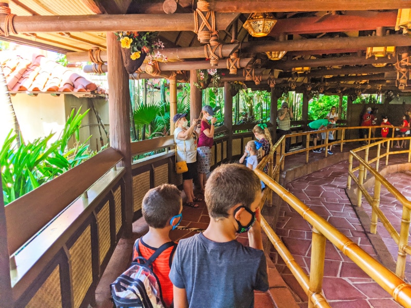 Taylor Family at Tiki Room in Adventureland Magic Kingdom Disney World 2020 1