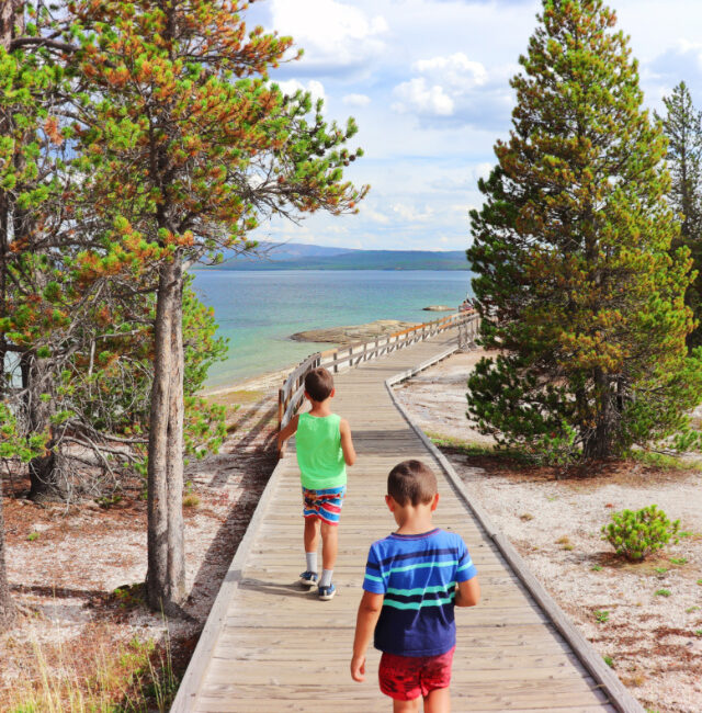 Taylor Family at West Thumb Geyser Basin Lake Yellowstone National Park Wyoming 5