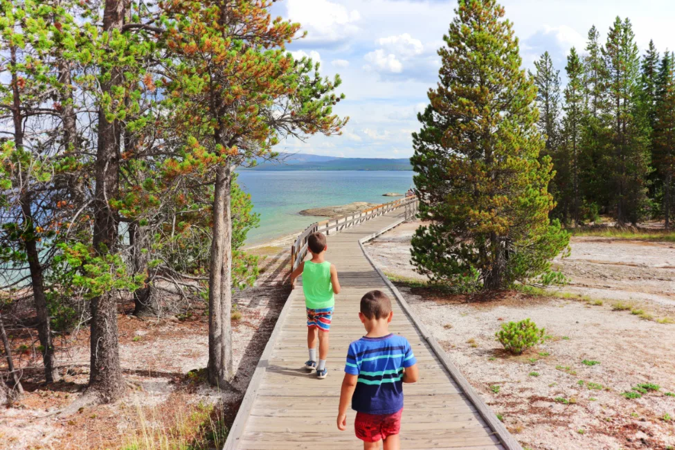 Taylor Family at West Thumb Geyser Basin Lake Yellowstone National Park Wyoming 5