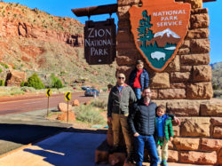 Taylor Family at Zion National Park Entrance Sign Utah 3