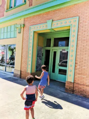 Taylor Family at art deco building downtown Guadalupe Santa Maria Valley California 4