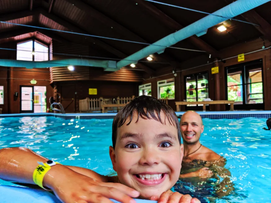 Taylor Family at indoor Pool at Astoria KOA Campground Warrenton Oregon 2