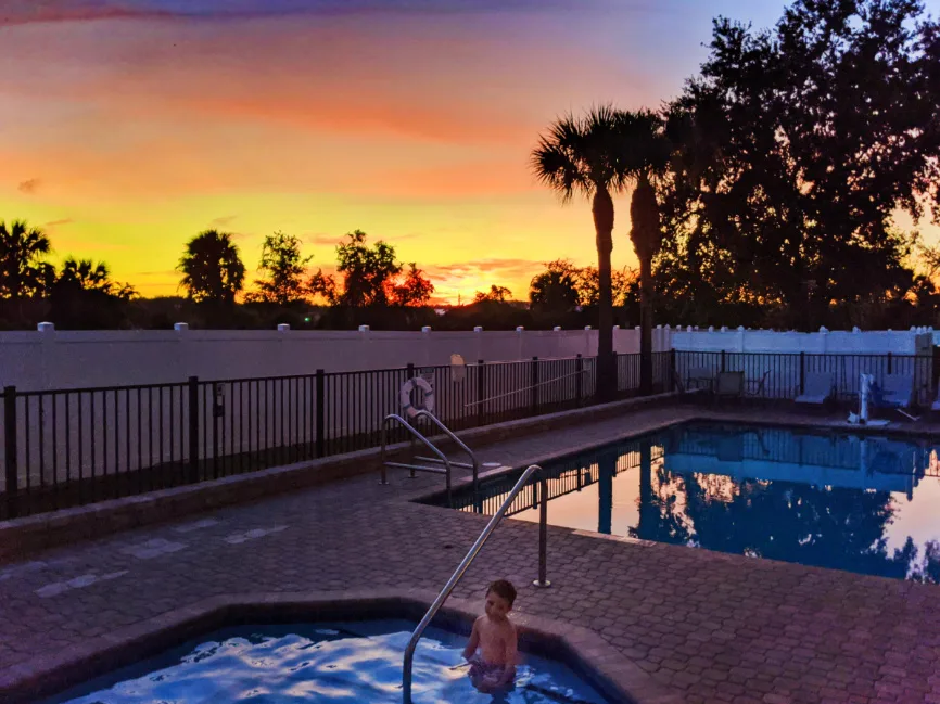 Taylor Family at sunset in Swimming Pool at BW Plus St Augustine I 95 1