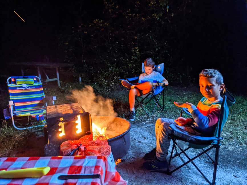 Taylor Family by campfire Camping at Hanna Park Jacksonville Beach Florida 7