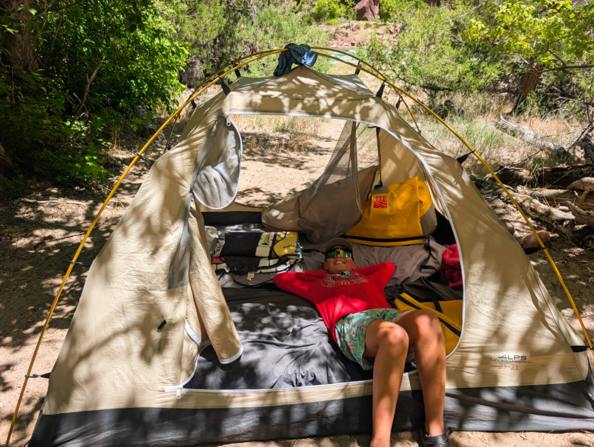 Taylor Family camping on Green River with OARS in Gates of Lodore Dinosaur National Monument Utah 3