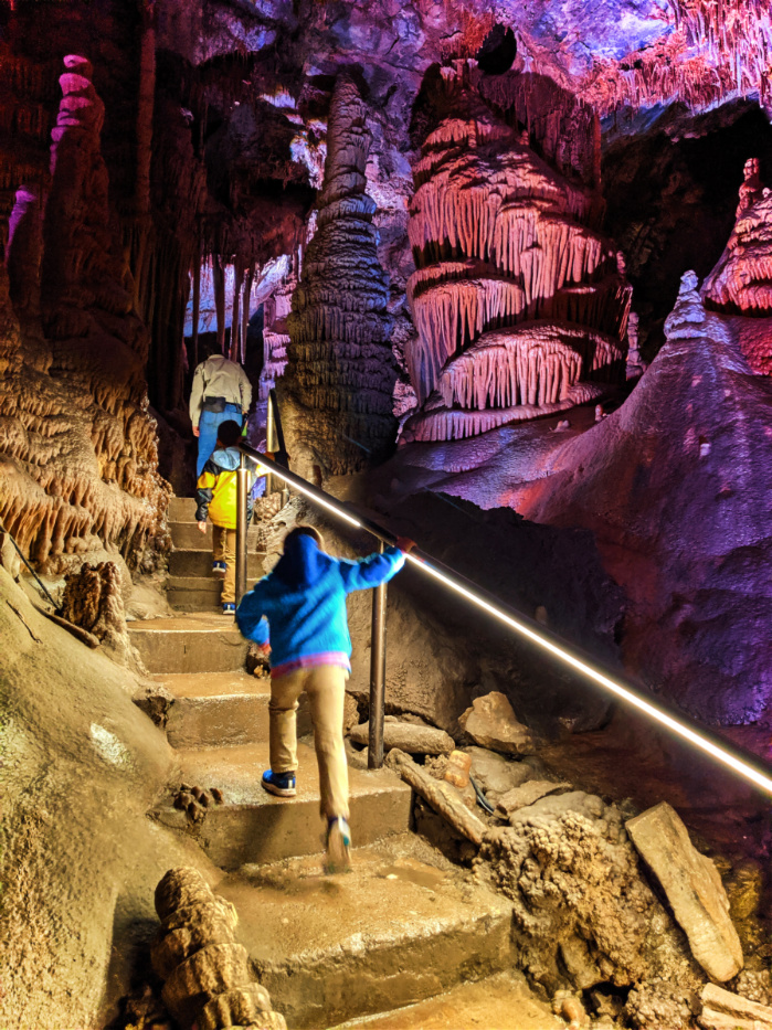 Taylor Family climbing stairs in Lewis and Clark Caverns State Park Montana 5