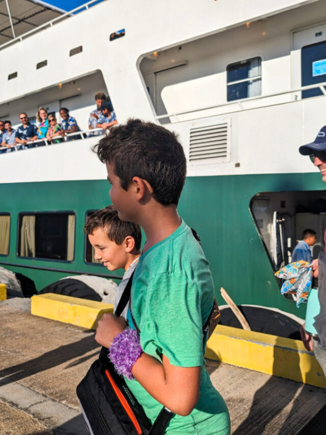 Taylor Family disembarking from UnCruise Safari Explorer in Molokai Hawaii 1