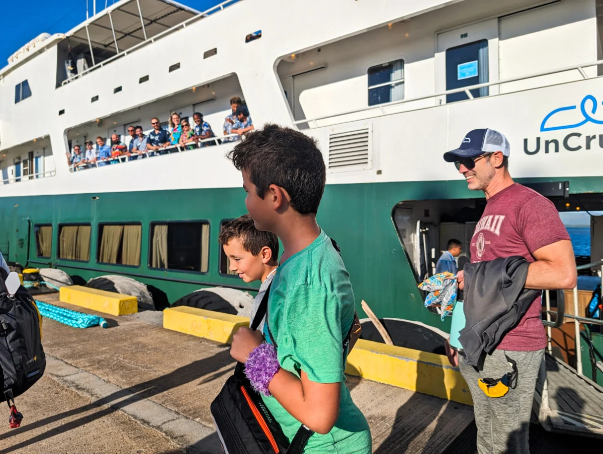 Taylor Family disembarking from UnCruise Safari Explorer in Molokai Hawaii 1
