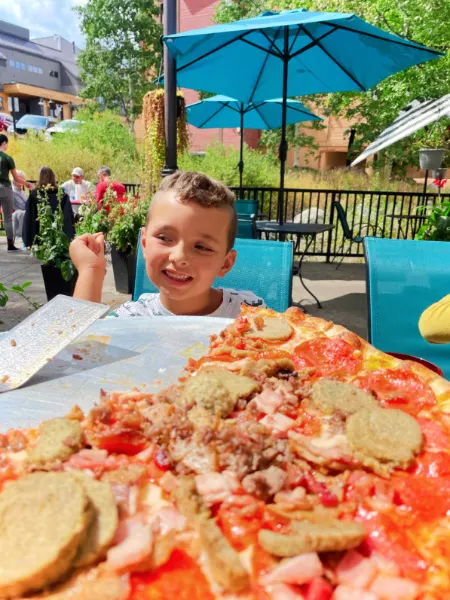 Taylor Family eating Pizza at Luigis Breckenridge Colorado 1