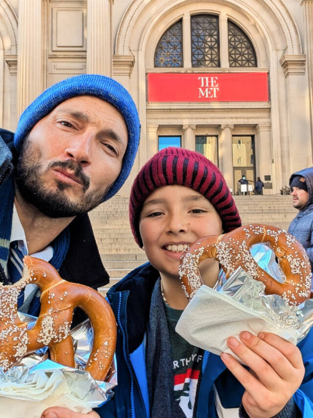 Taylor Family eating Pretzels at the Metropolitan Museum of Art New York City 1