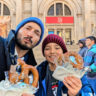 Taylor Family eating Pretzels at the Metropolitan Museum of Art New York City 1