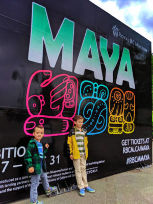 Taylor Family entering Maya the Great Jaguar Rises Royal BC Museum with kids Victoria BC 2