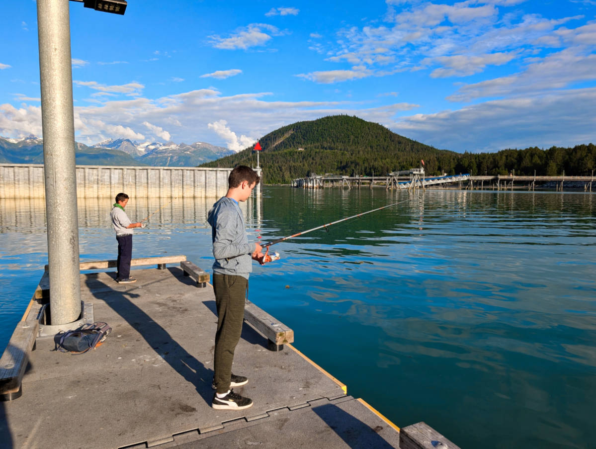 Taylor Family fishing on dock on Waterfront Haines Alaska 1