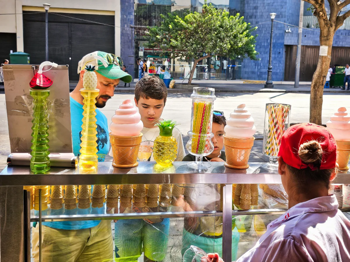 Taylor Family getting ice cream in historic district Lima Peru 1