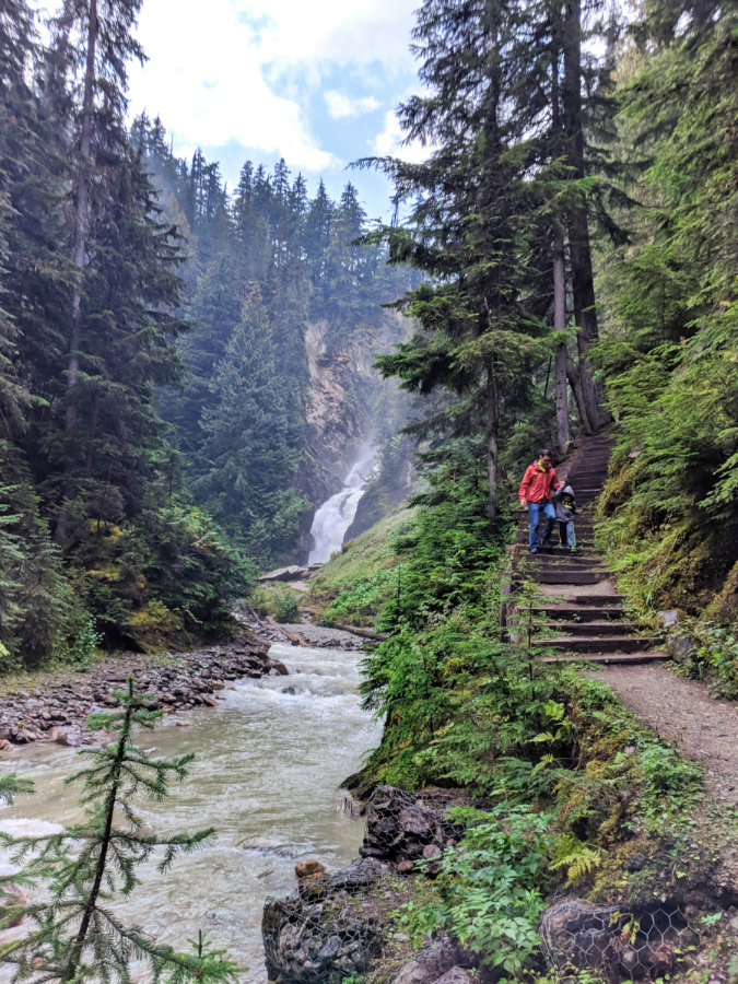 Taylor Family hiking at Bear Creek Falls in Glacier National Park Revelstoke BC 3