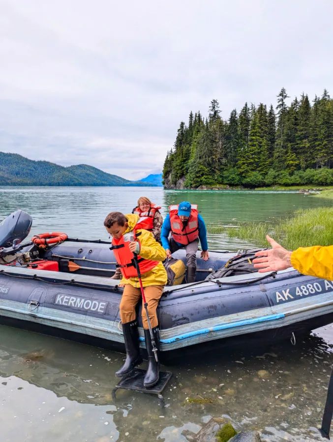 Taylor Family hiking at Cascade Creek UnCruise Wilderness Legacy Alaska 4