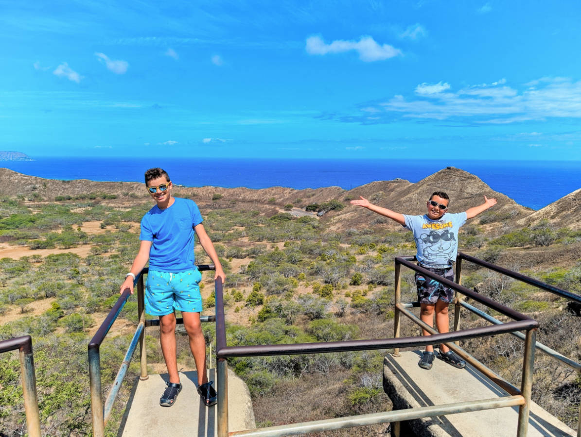 Taylor Family hiking at Diamond Head State Monument Honolulu Oahu Hawaii 2