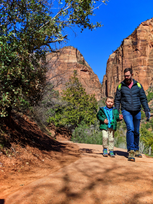 Taylor Family hiking at Lower Emerald Pools Zion National Park Utah 3