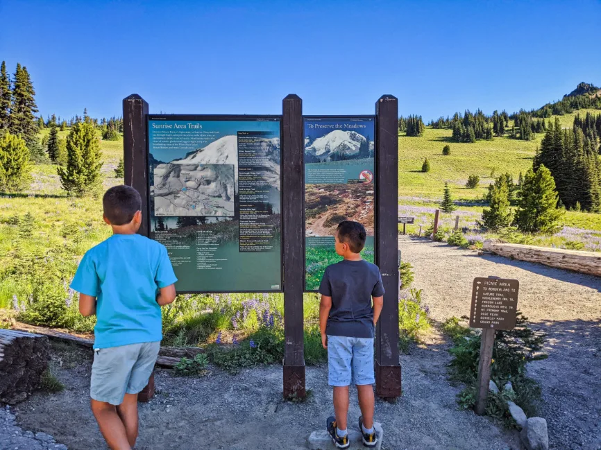 Taylor Family hiking at Sunrise Mount Rainier National Park Washington 2