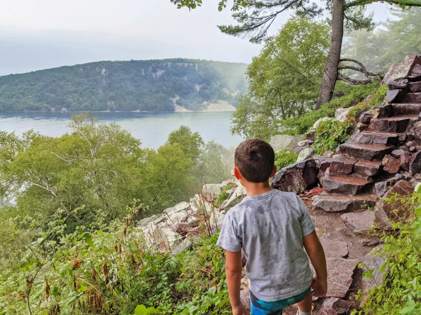 Taylor Family hiking on Cloudy Day at Devils Rock State Park Baraboo Wisconsin 1