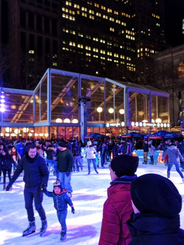 Taylor Family ice skating at Bryant Park ice rink at Christmas NYC 11