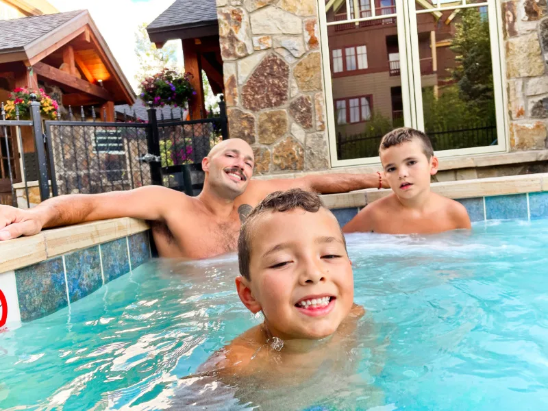 Taylor Family in Hot Tub at Water House Vacasa Breckenridge Colorado 1