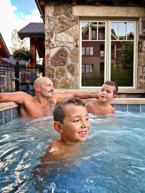 Taylor Family in Hot Tub at Water House Vacasa Breckenridge Colorado 2