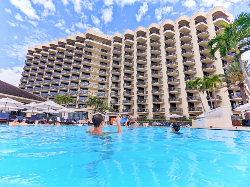 Taylor Family in Hotel Pool at Hilton Marco Island on the Beach Gulf Coast Florida 4