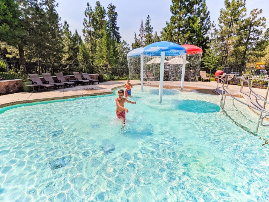 Taylor Family in Kids Splashpad Pool at Tenaya Lodge at Yosemite 1