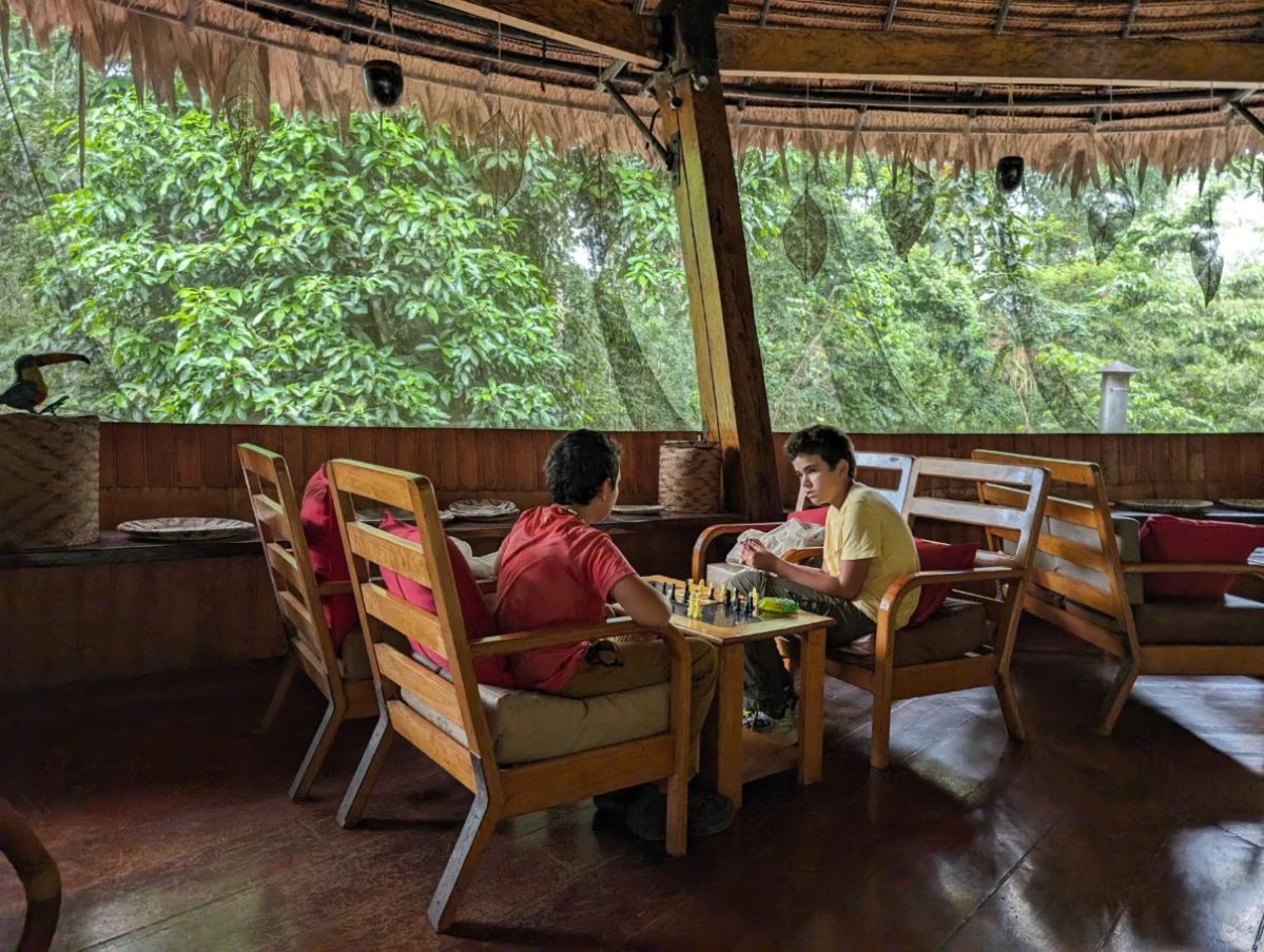 Taylor Family in Lounge Space at Treehouse Lodge Peruvian Amazon 1