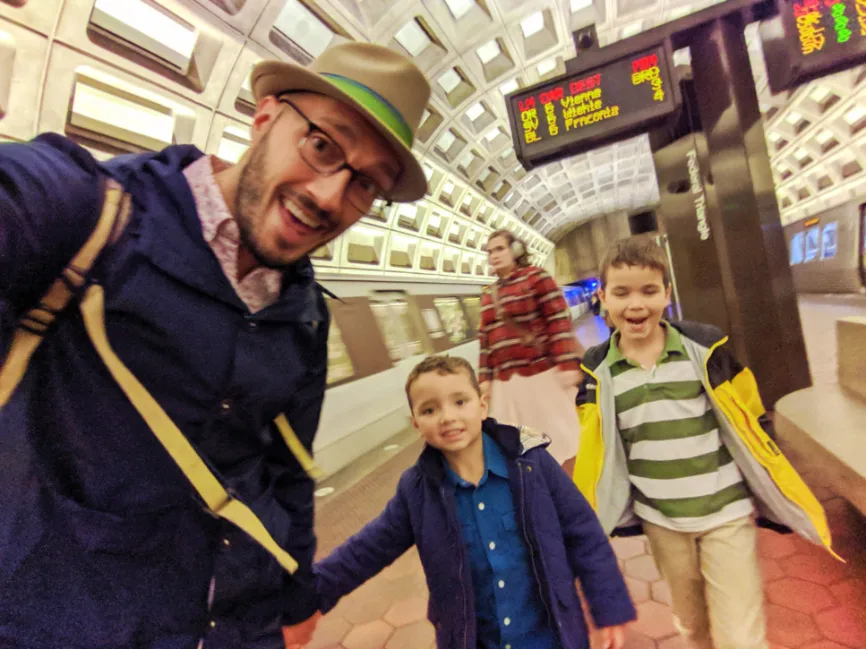 Taylor Family in Metro Subway tube Washington DC 2