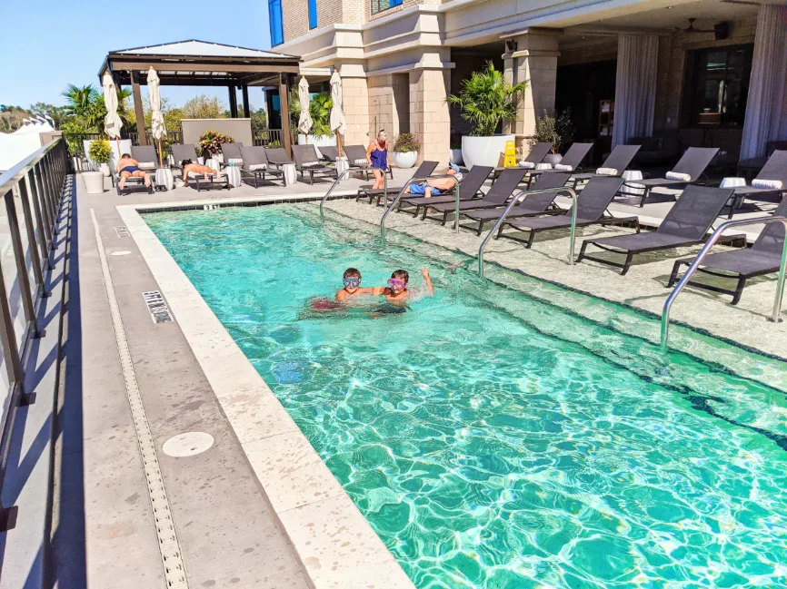 Taylor Family in Rooftop Pool at Thompson Hotel Savannah Georgia 1