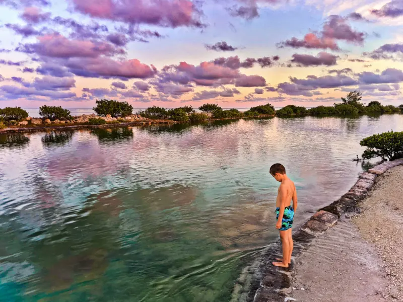 Taylor Family in Salt Water Lagoon at Hawks Cay Resort Duck Key Florida Keys 2020 5