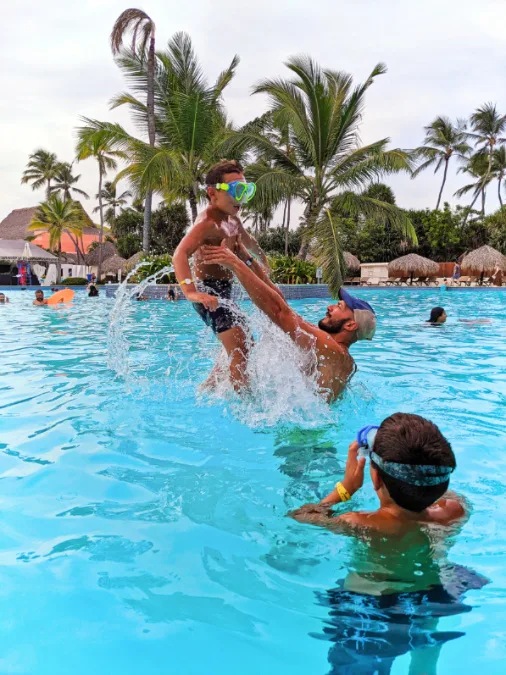 Taylor Family in Swimming Pool at Club Med Punta Cana Dominican Republic 2