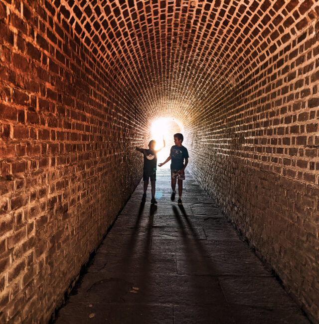 Taylor Family in Tunnel at Fort Clinch State Park Fernandina Beach Amelia Island Florida 2