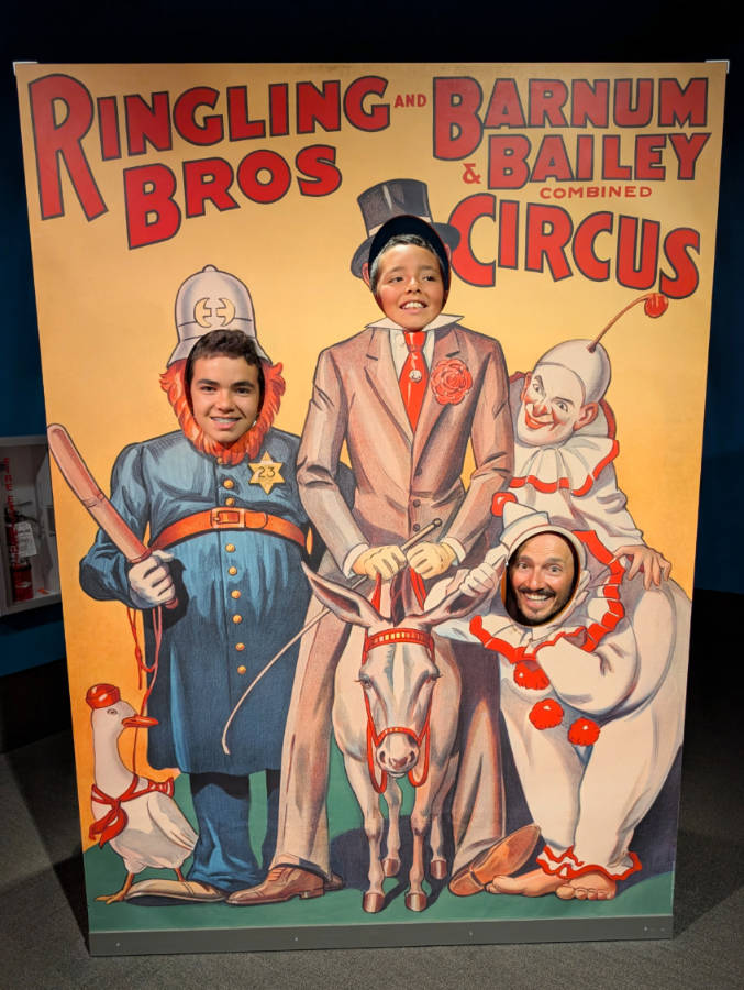 Taylor Family in face cutout in Circus Museum at the Ringling in Sarasota Florida 1