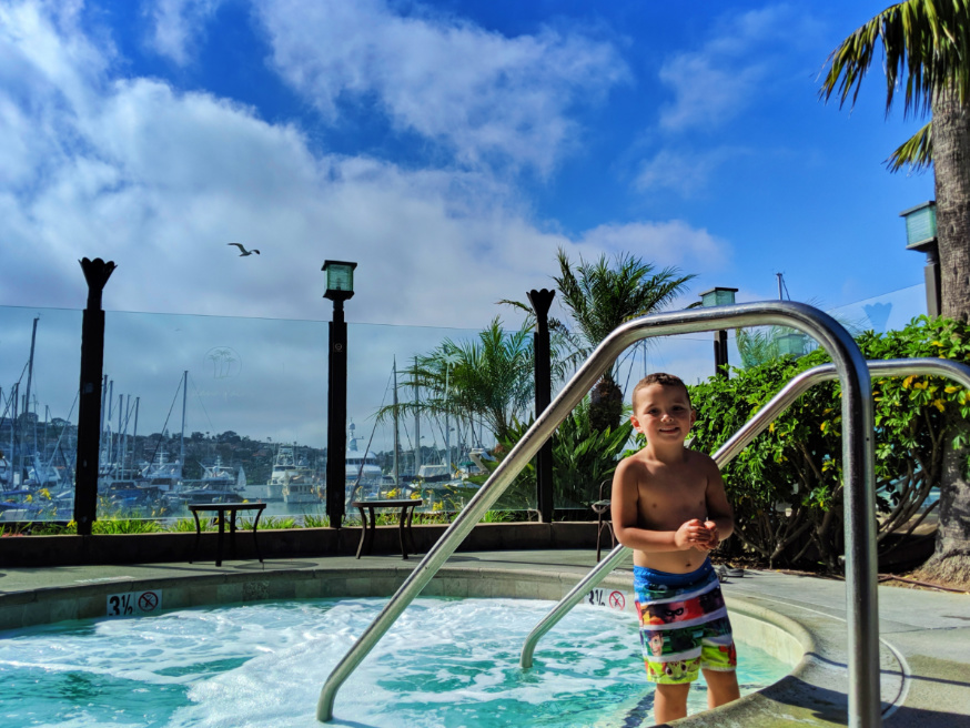Taylor Family in hot tub at Best Western Island Palms Hotel San Diego California 1