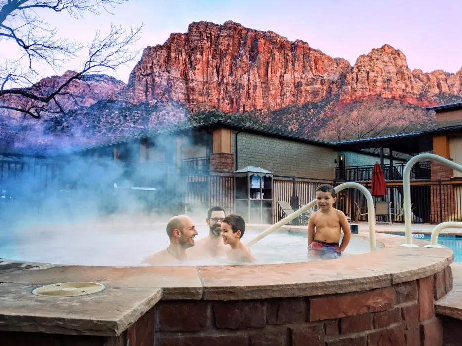 Taylor Family in hot tub at Best Western Plus Zion National Park Utah 2