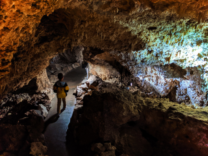 Taylor Family in narrow passageway in Lewis and Clark Caverns State Park Montana 1