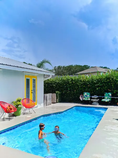 Taylor Family in pool at our house Butler Beach Florida 2020 2