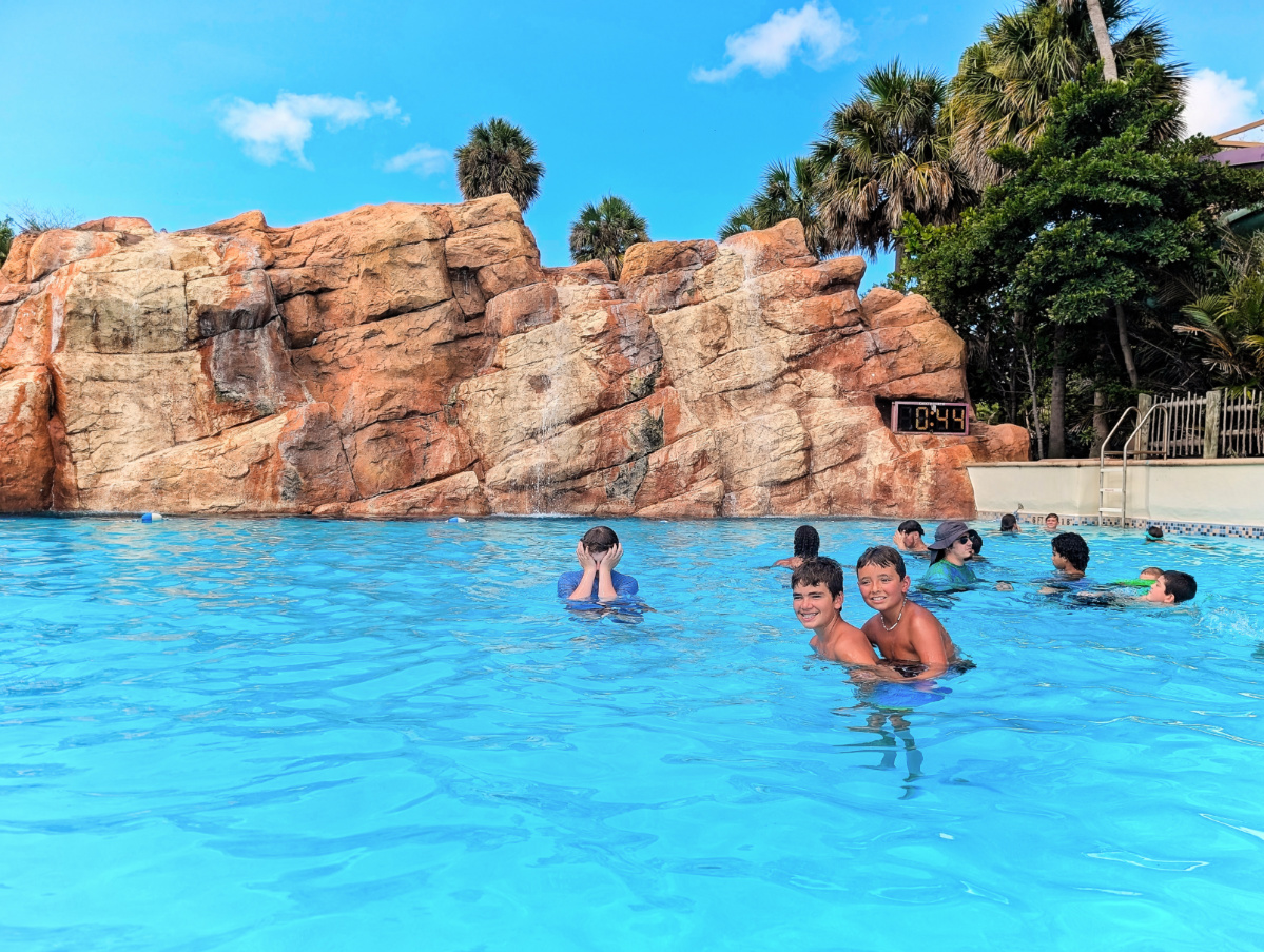Taylor Family in wave pool at Aquatica Water Park at Sea World Orlando Florida 1