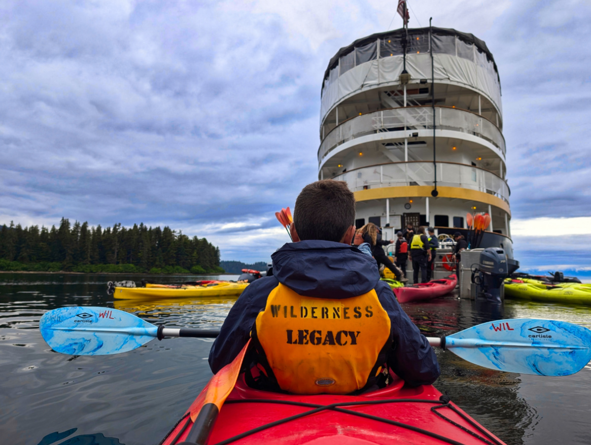 Taylor Family kayaking at Halleck Harbor with UnCruise Wilderness Legacy Alaska 2