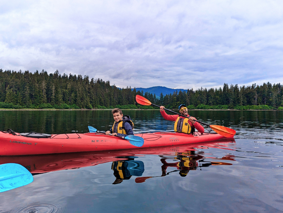 Taylor Family kayaking at Halleck Harbor with UnCruise Wilderness Legacy Alaska 3