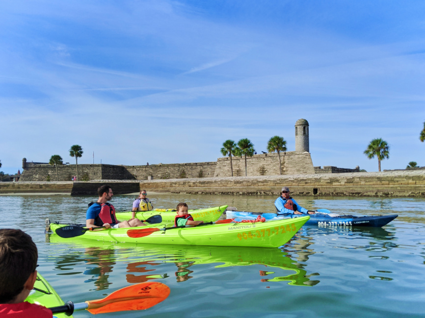 Taylor Family kayaking by Castillo San Marcos with St Augustine Ecotours Saint Augustine Fl 4