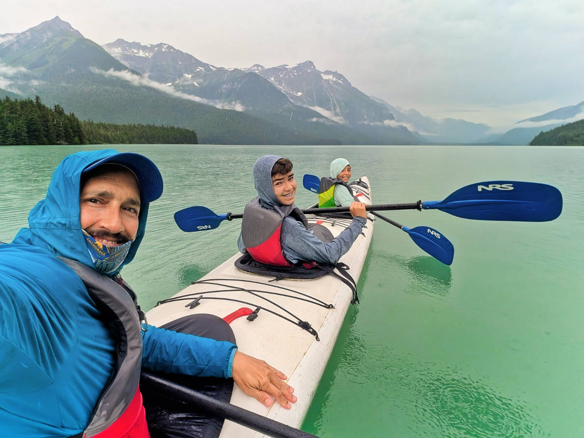 Taylor Family kayaking on Chilkoot Lake State Park with Alaska Mountain Guides Haines Alaska 1