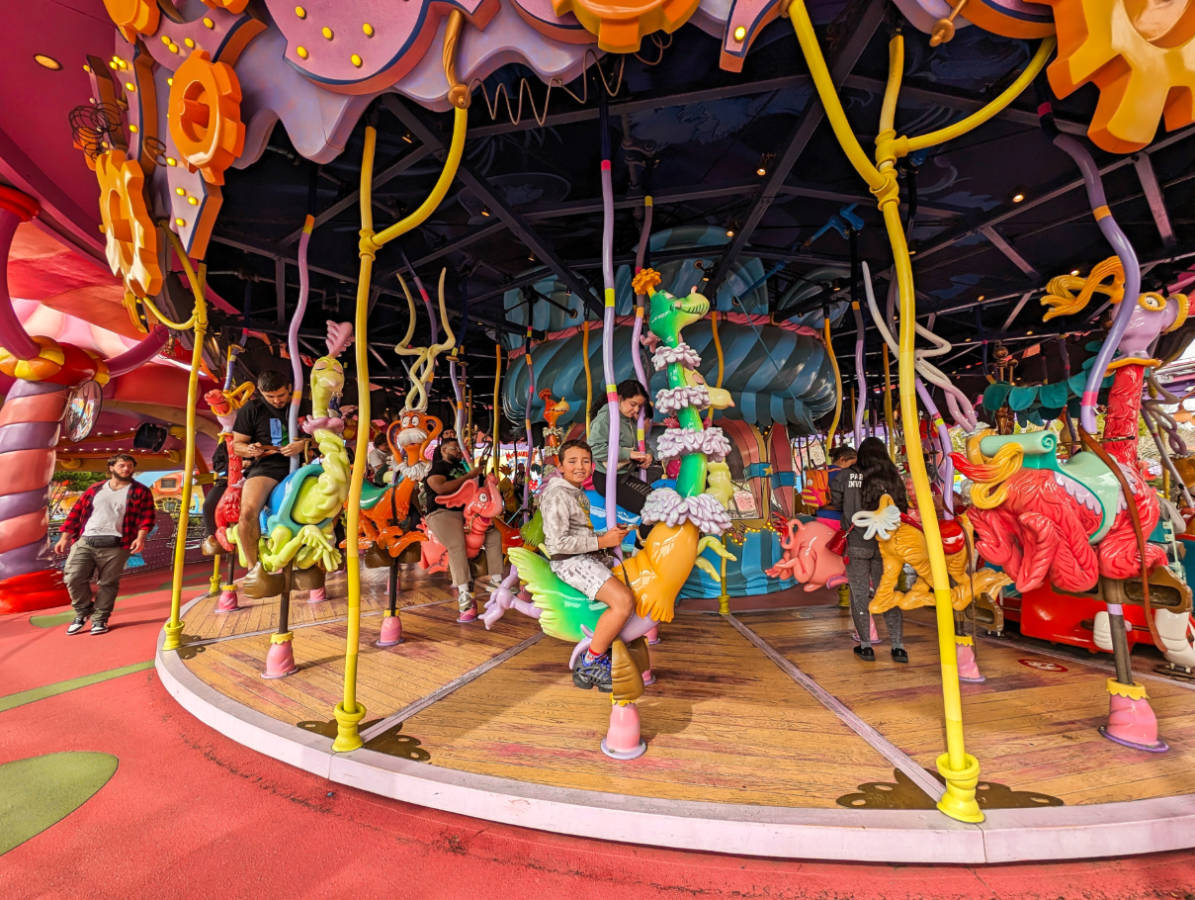Taylor Family on CaroSeussEl Carousel in Seuss Landing at Islands of Adventure Universal Orlando Resort