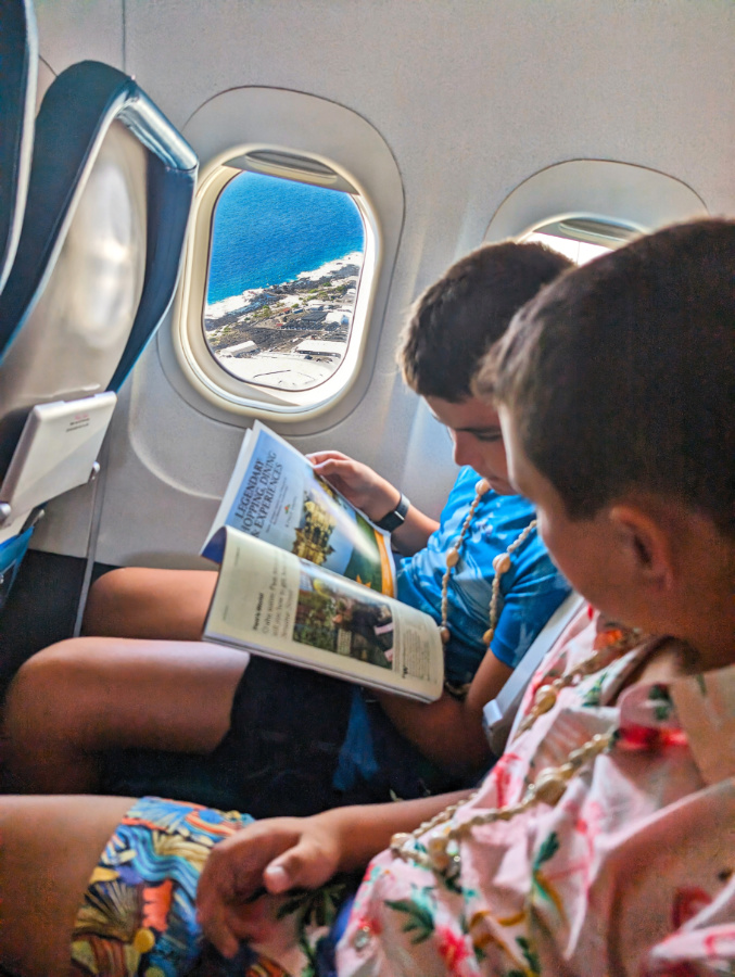 Taylor Family on Inter Island Flight on Hawaiian Airlines Plane out of KOA Kona Big Island Hawaii 1
