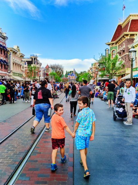 Taylor Family on Main Street with Sleeping Beauty Castle Disneyland Anaheim California 1